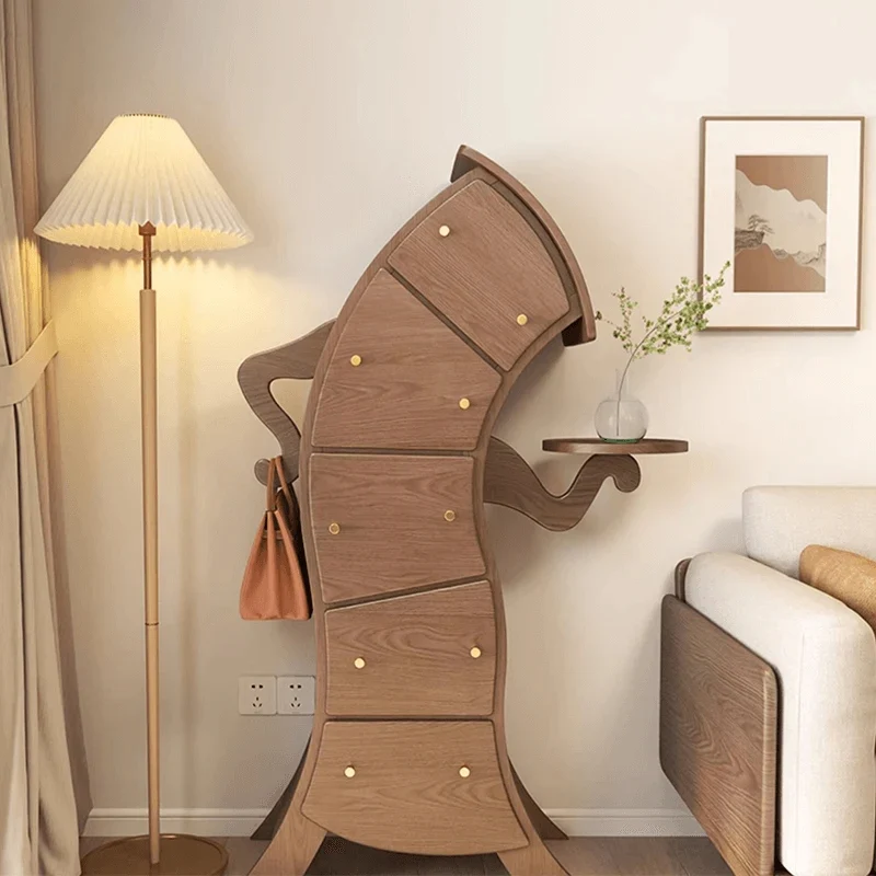 Cómoda ligera de lujo estilo S de madera maciza con 5 cajones