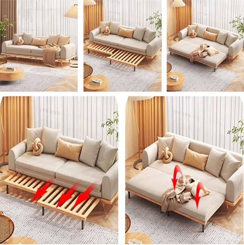 Sofá cama de madera maciza Japandi Minimalism