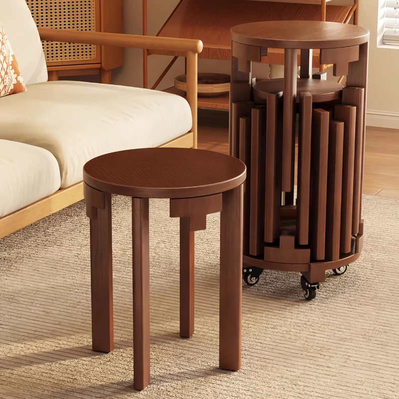 Taburetes apilables de madera maciza 6 en 1