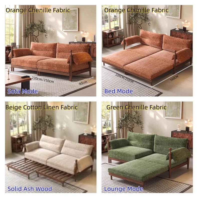 Sofá cama extraíble con estructura de madera de fresno macizo FENGYU
