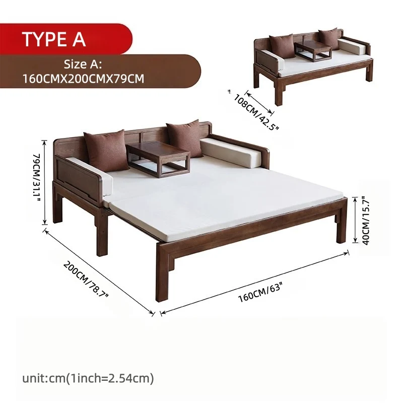 Sofá cama Arhat de madera maciza de fresno