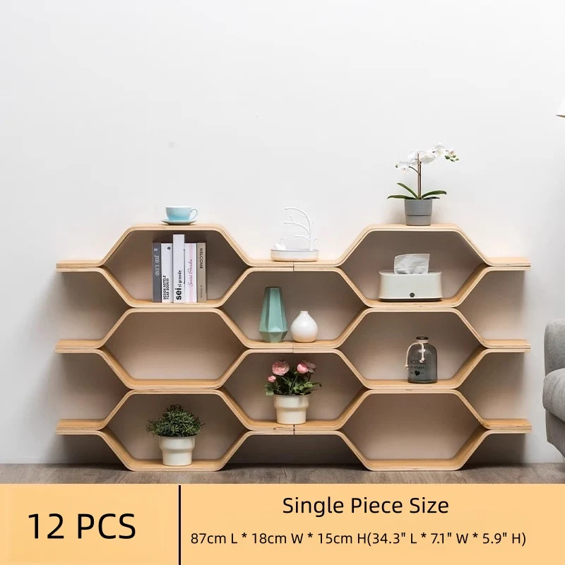 Estantes de almacenamiento hexagonales de madera de abedul con forma de panal de abeja