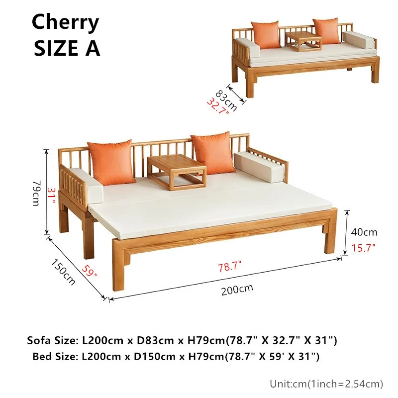 Sofá cama multifunción Arhat de madera maciza