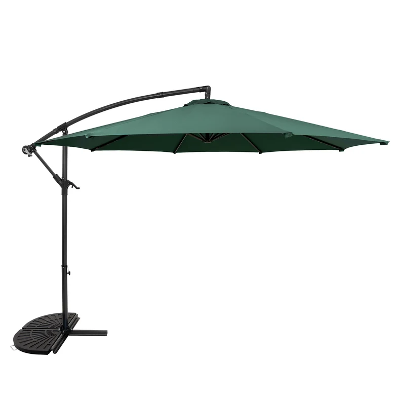 Parasol Excéntrico de 3 m con Base de Medio Abanico – Verde