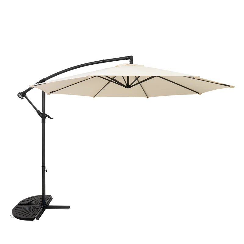 Parasol Excéntrico de 3 m con Base de Medio Abanico – Crema