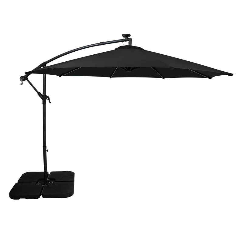 Parasol Excéntrico LED 3 m con Base Cuadrada – Negro