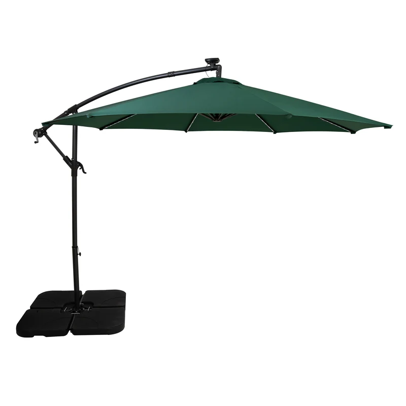 Parasol Excéntrico LED 3 m con Base Cuadrada – Verde