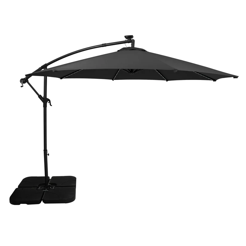 Parasol Excéntrico LED 3 m con Base Cuadrada – Gris
