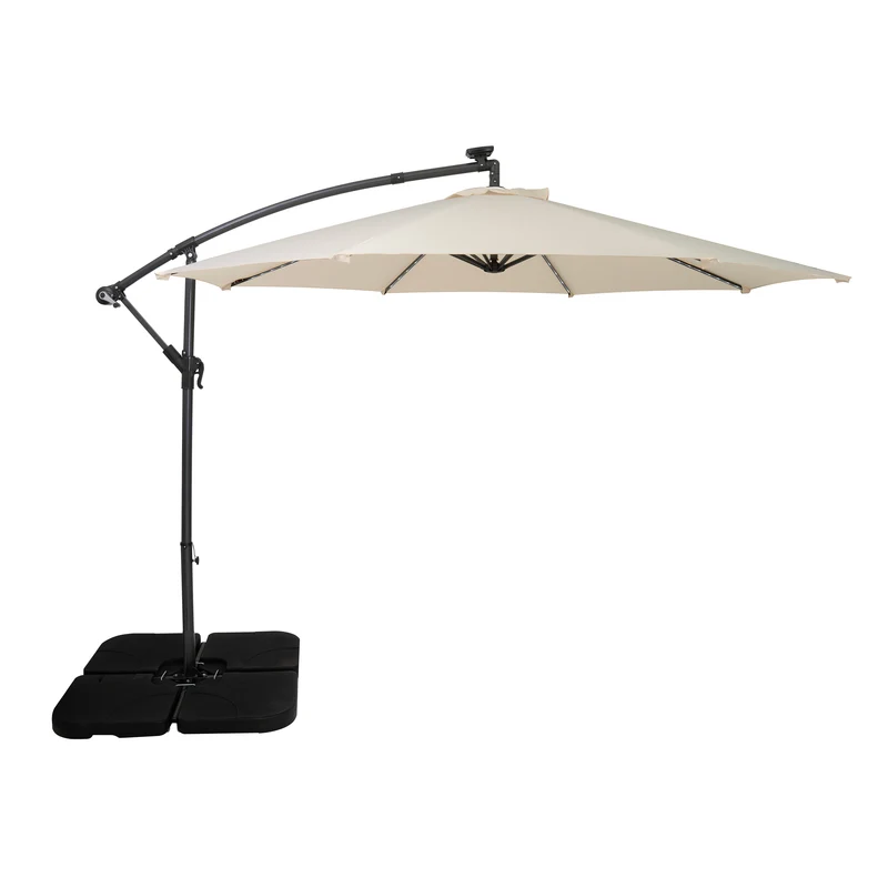 Parasol Excéntrico LED 3 m con Base Cuadrada – Crema