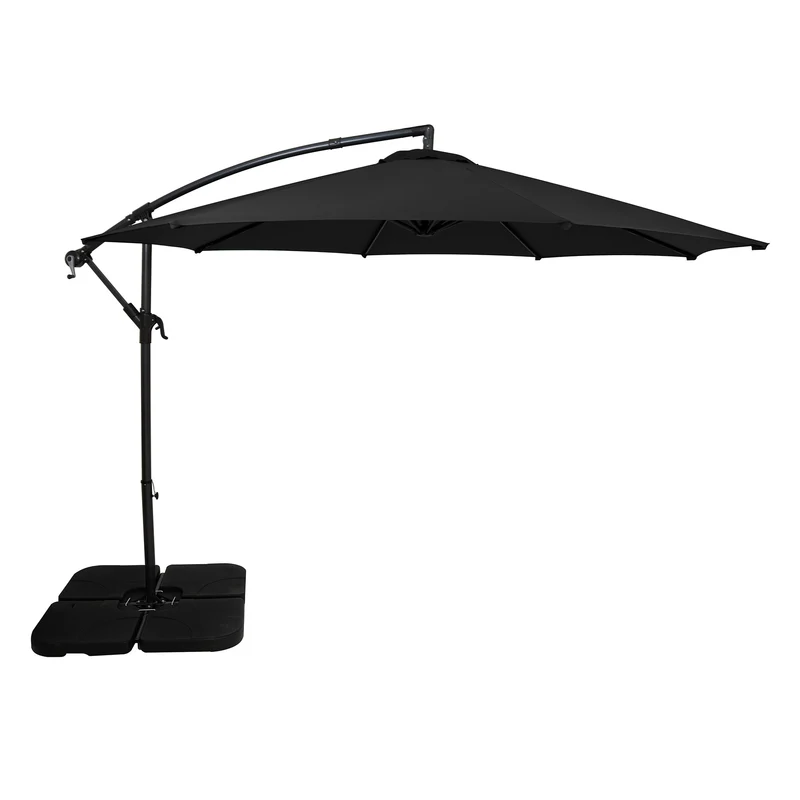 Parasol Excéntrico de 3 m con Base Cuadrada – Negro