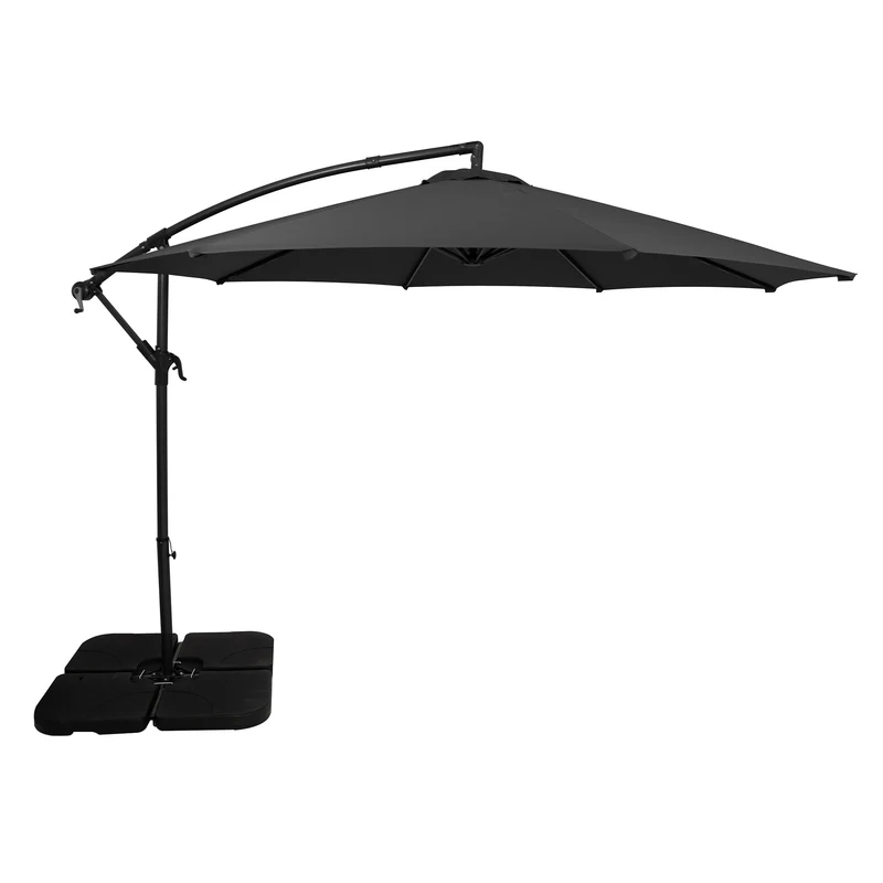 Parasol Excéntrico de 3 m con Base Cuadrada – Gris