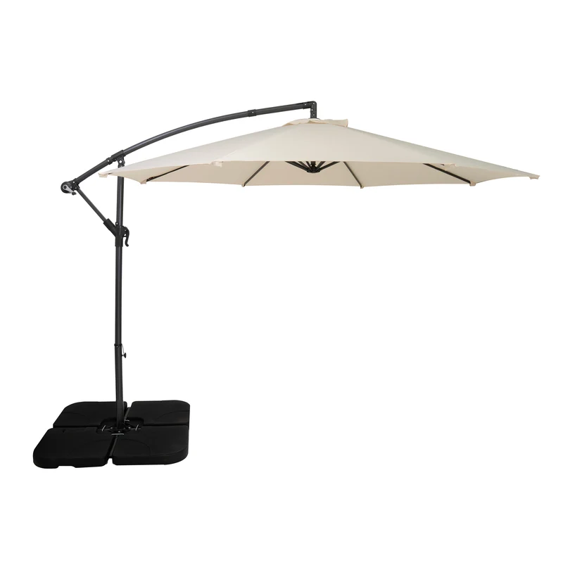 Parasol Excéntrico de 3 m con Base Cuadrada – Crema