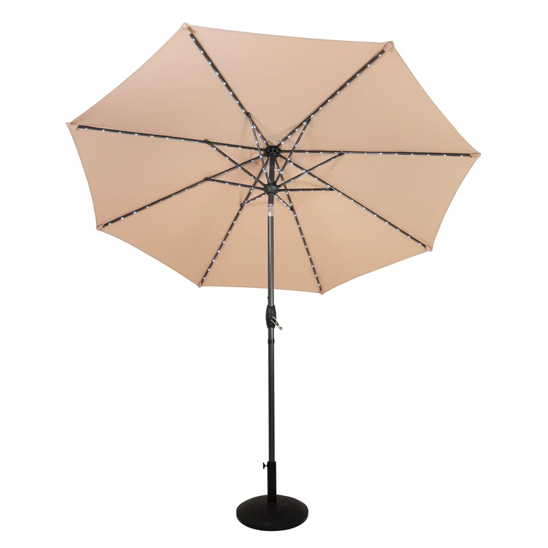 Parasol LED Inclinable 2,7 m con Base – Beige