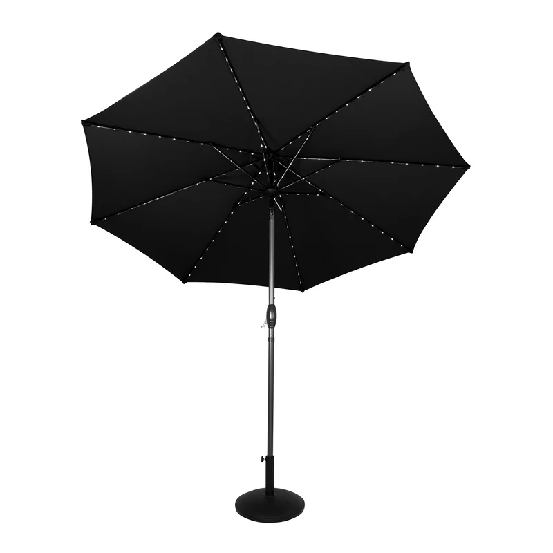 Parasol LED Inclinable 2,7 m con Base – Negro