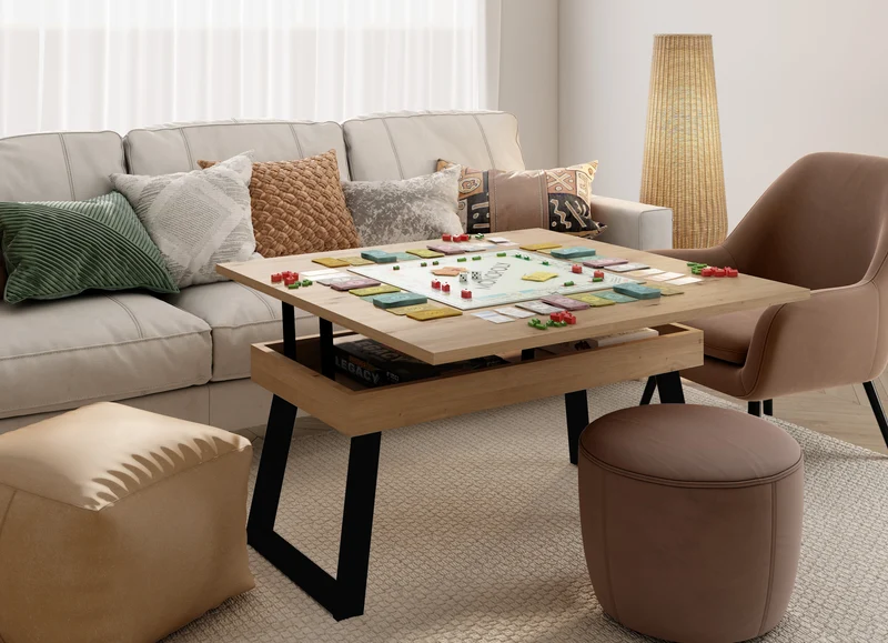 Mesa de centro extensible cuadrada pata metálica U