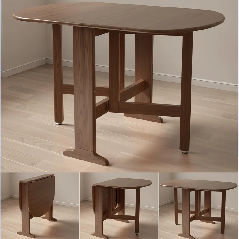Mesa de comedor plegable doble de madera maciza ultradelgada