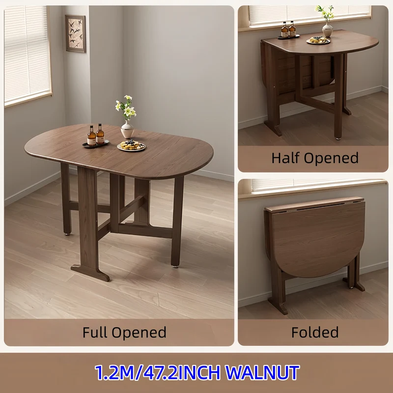 Mesa de comedor plegable doble de madera maciza ultradelgada