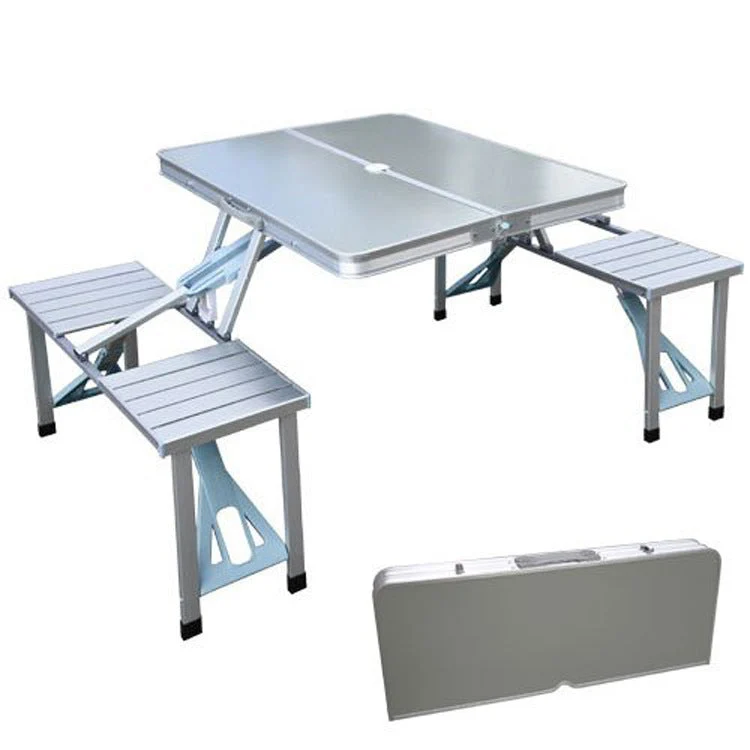Mesa de picnic para acampar al aire libre de aleación de aluminio Mesa y silla plegables integradas