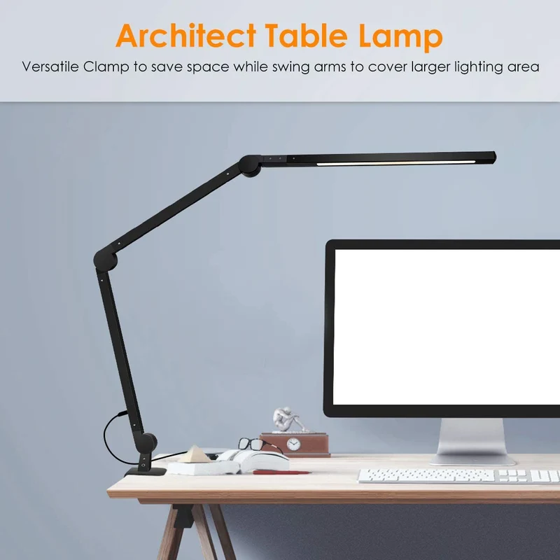 Lámpara de mesa con brazo oscilante de arquitecto moderno para estudio / trabajo / lectura