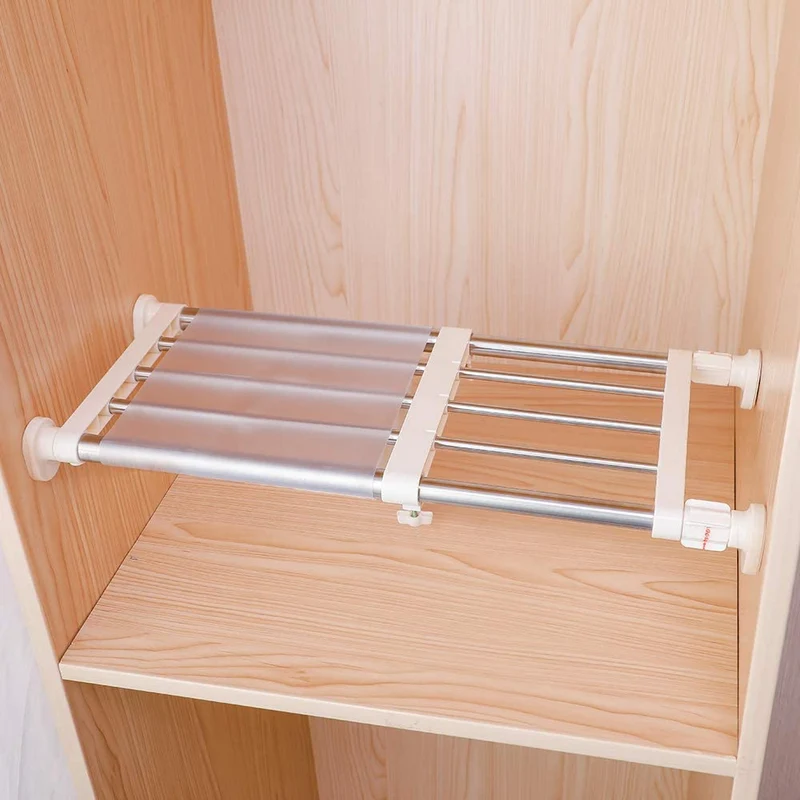 Estante extensible del almacenamiento del estante de la tensión del armario para el guardarropa, la cocina, el baño