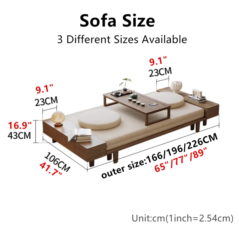 Sofá cama transformable Zen con mesa Chabudai
