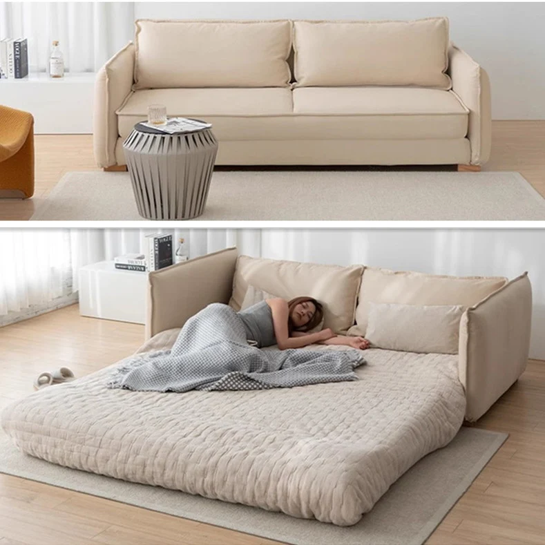 Sofá cama minimalista nórdico en el suelo