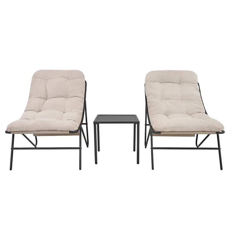 Conjunto de Jardín de 3 Piezas – Gris y Crema