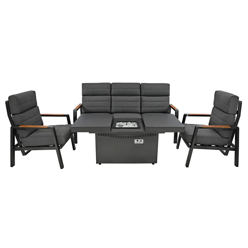 Conjunto de Muebles Reclinables para 5 Personas con Mesa Brasero