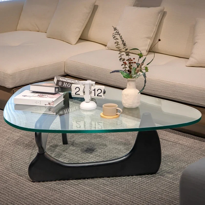 Mesa de centro minimalista de vidrio templado