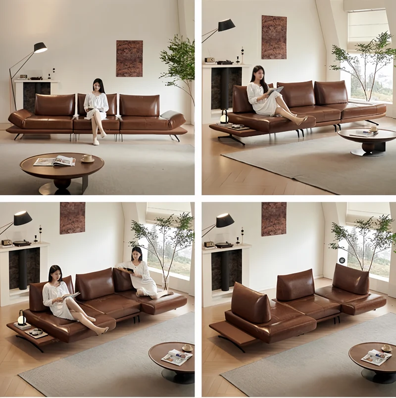 Sofá modular moderno giratorio con reposabrazos y cojín de respaldo ajustables