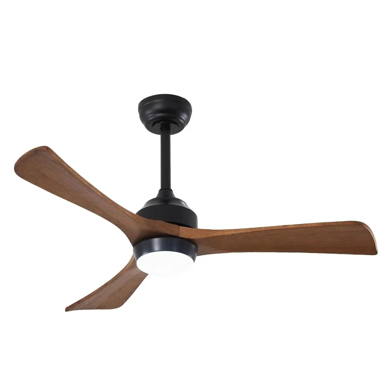 42 Inch Indoor Ceiling Fan Crafted From Solid Wood Blades And Sturdy Metal Frame To Set A Chill Vibe Featuring Six Speed Levels Memory Function And Reversible Rotation For Effortless Airflow And Easy Installation In Living Rooms Or Bedrooms