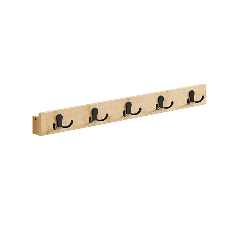 Colgador de Pared con Estante y 5 Ganchos de Metal