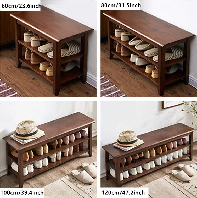Banco zapatero de madera maciza (4 tamaños y 2 colores disponibles)