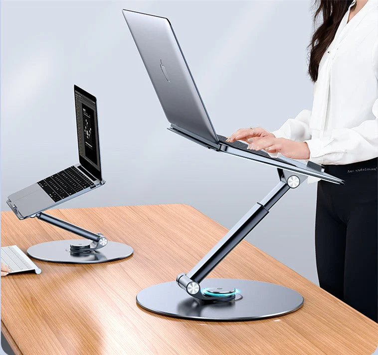 Último elevador de aluminio para computadora portátil de altura ajustable con base giratoria 360