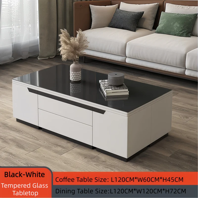 Mesa de centro elevadora con diseño de ahorro de espacio multifunción 3 en 1