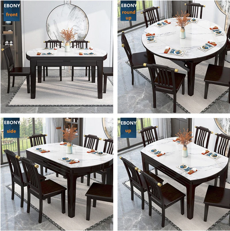 Juego de mesa de comedor de mesa de mármol 2 en 1