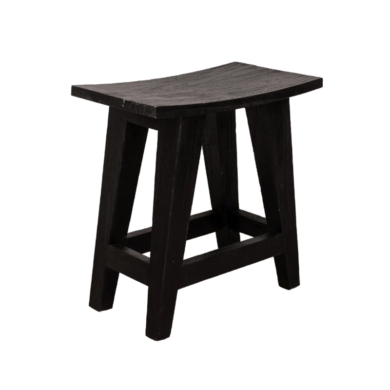 Recycled Teak Stool | Black