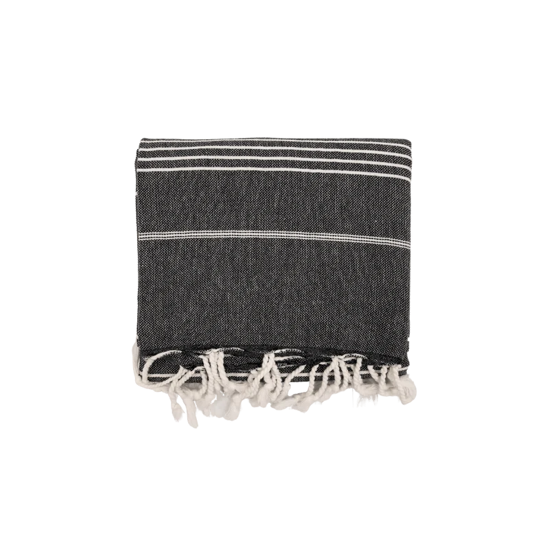 Fouta Stripe Towel | Black 90x175cm