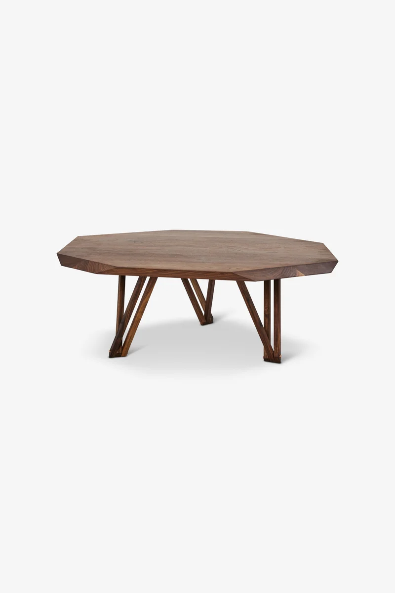 Coffee table JN02 'round' in walnut wood