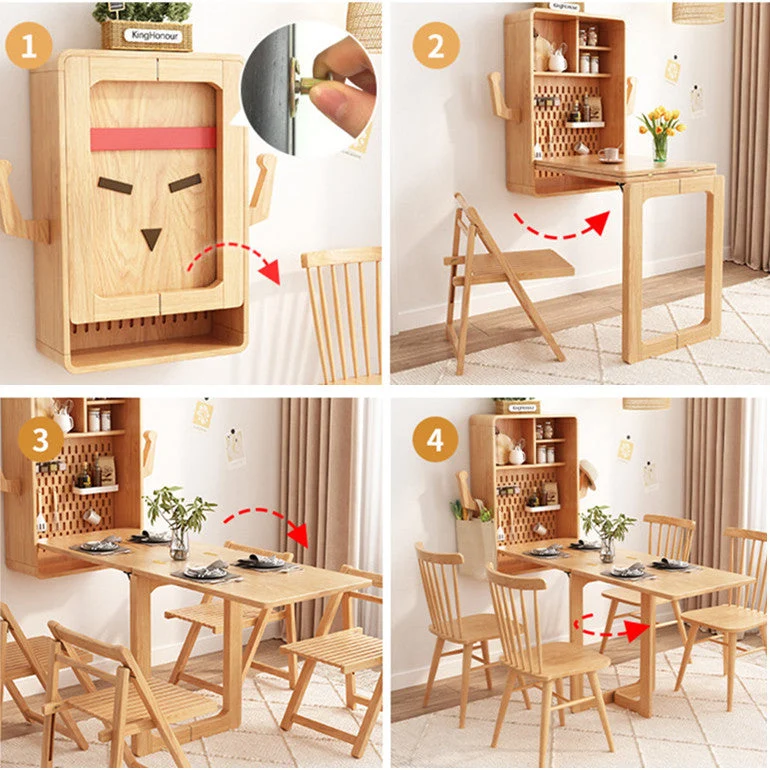Mesa convertible montada en la pared con tablero de clavijas
