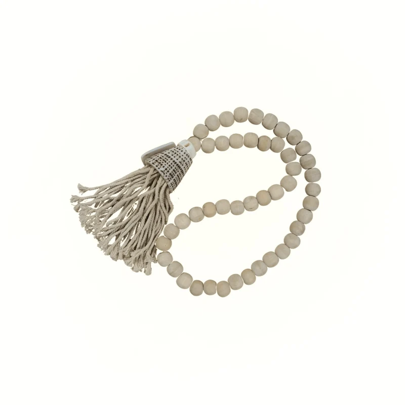 Wooden Bead Necklace | White 58cm