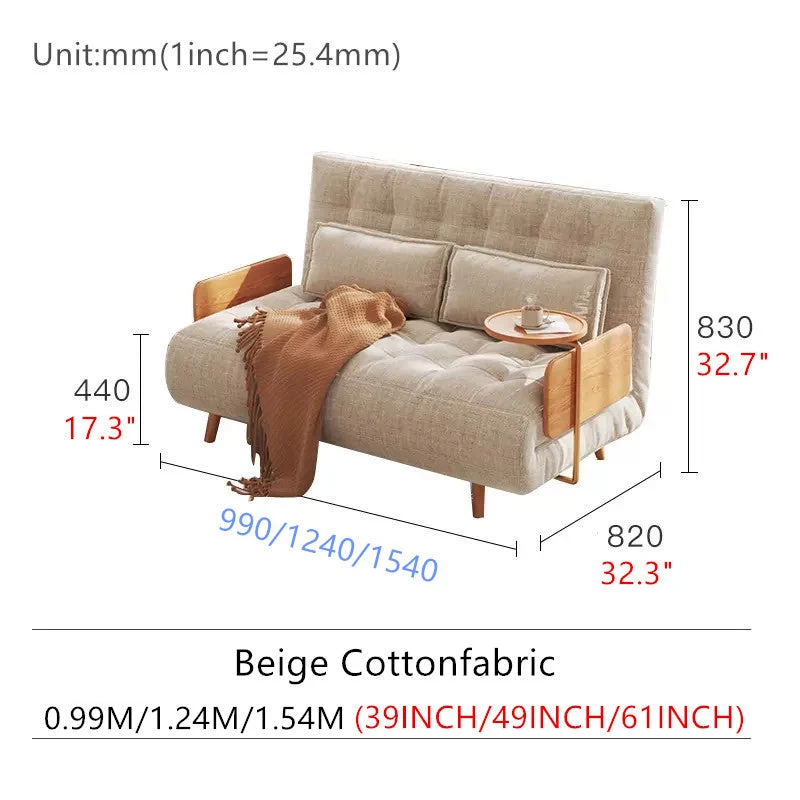 Sofá cama Loveseat ajustable con bandeja giratoria para reposabrazos