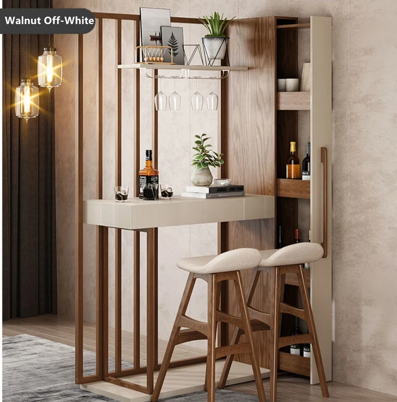 Mesa de bar retráctil nórdica con armario para vinos