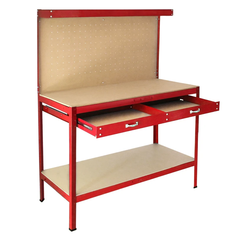 Banco de Trabajo Mesa de Trabajo Ganchos de Mesa Taller de Cajones Rojo