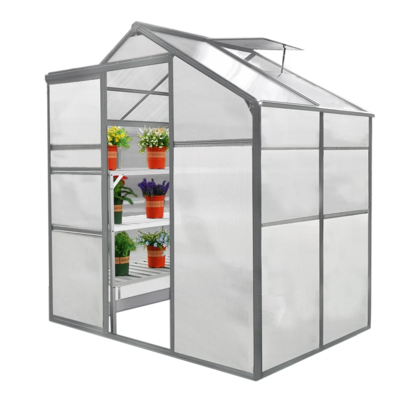 Invernadero sin Base Policarbonato Tipo Caseta Jardín 1.8m x 1.2m