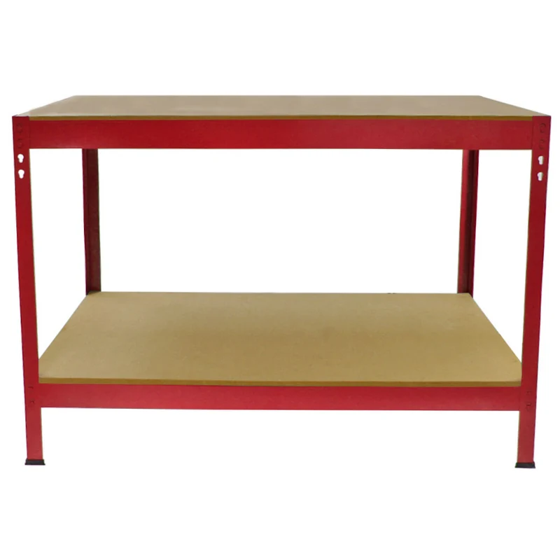 Mesa de Trabajo Q-Rax de Acero Sin Tornillos Roja 120cm x 60cm x 90cm