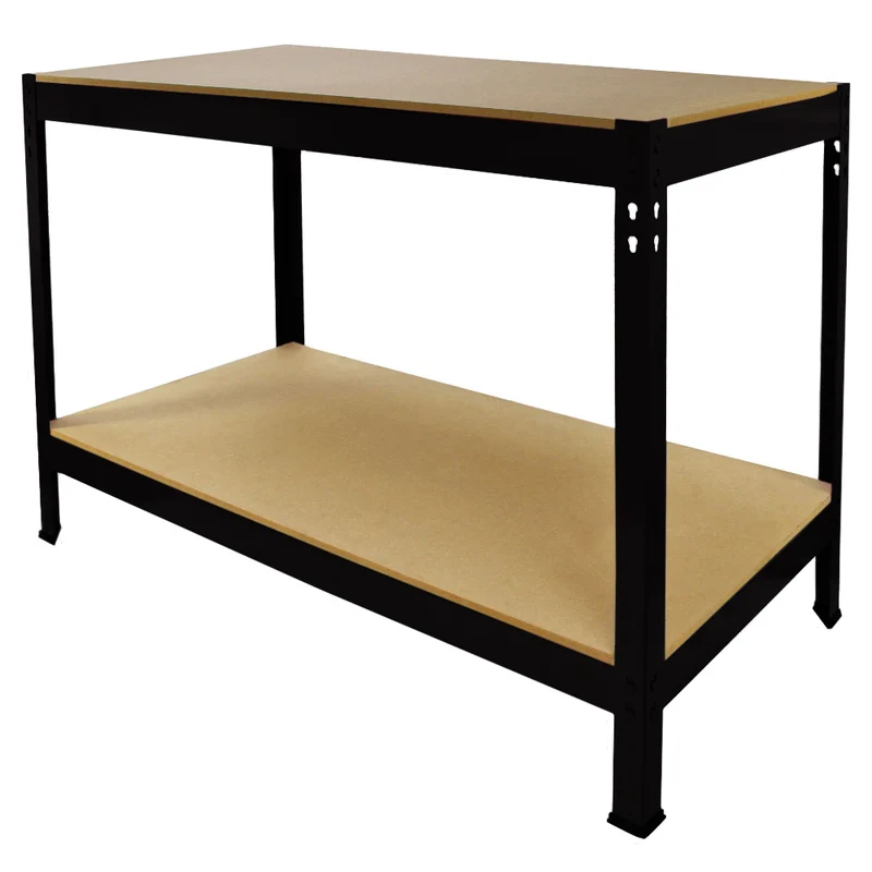Mesa de Trabajo Q-Rax de Acero Sin Tornillos Negra 120cm x 60cm x 90cm