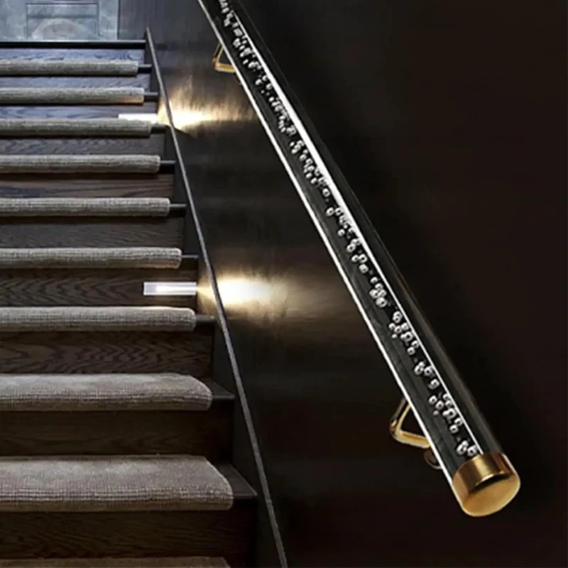 Clear Acrylic Stair Handrail With Stainless Steel Brackets And Slip Resistant Top Notch Grip Custom Lengths For Indoor Stairs Porch Hallway Built Tough Construction Zero Fuss For Any Home