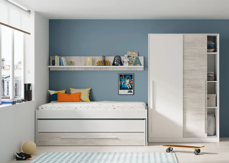 Cama Doble con Estante Elliot
