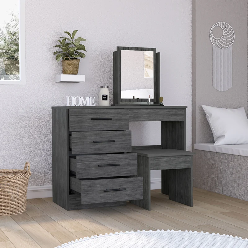 Mesa de maquillaje con espejo Seul con 4 cajones